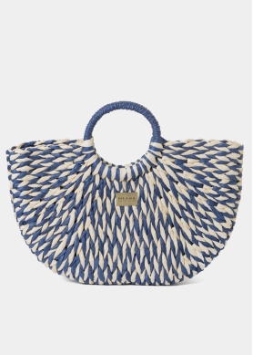 Navy Blue & Ecru Knitted Bag