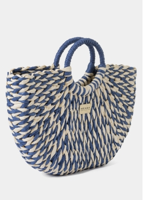 Navy Blue & Ecru Knitted Bag