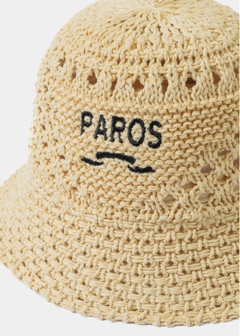 Beige "Paros" Knitted Bucket Hat 