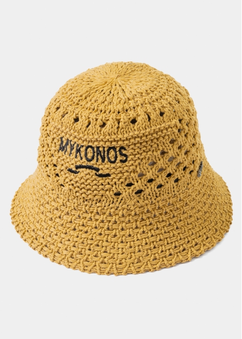 Brown "Mykonos" Knitted Bucket Hat 