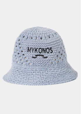 Light Blue "Mykonos" Knitted Bucket Hat 
