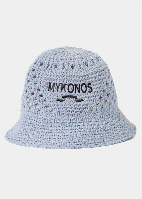 Light Blue "Mykonos" Knitted Bucket Hat 
