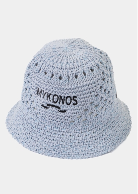 Light Blue "Mykonos" Knitted Bucket Hat 