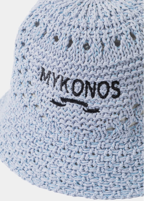 Light Blue "Mykonos" Knitted Bucket Hat 