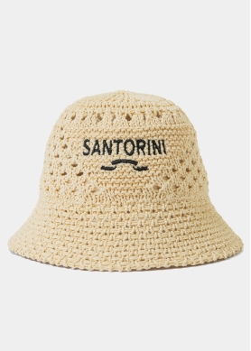 Beige "Santorini" Knitted Bucket Hat 