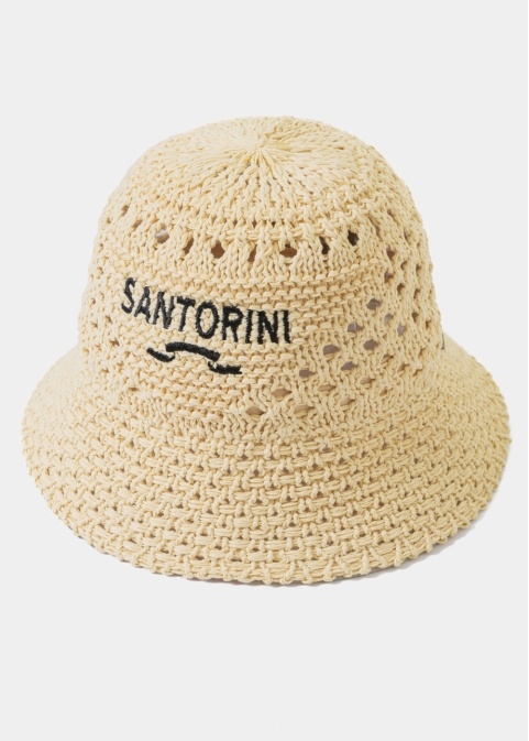Beige "Santorini" Knitted Bucket Hat 
