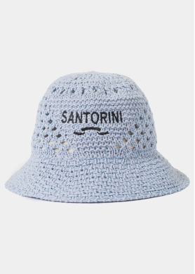 Light Blue "Santorini" Knitted Bucket Hat 