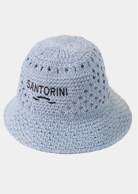 Light Blue "Santorini" Knitted Bucket Hat 