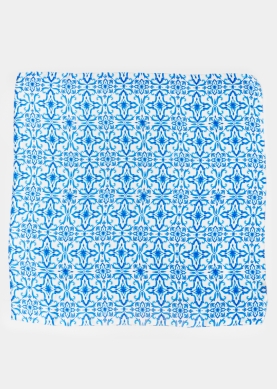 Blue Motif Satin Scarf