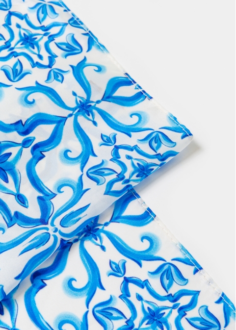 Blue Motif Satin Scarf