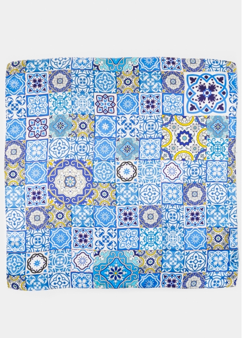 Blue Majolica Satin Scarf
