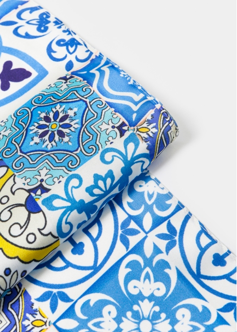 Blue Majolica Satin Scarf