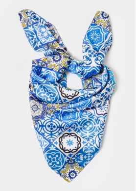 Blue Majolica Satin Scarf