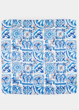Blue Tiles Satin Scarf