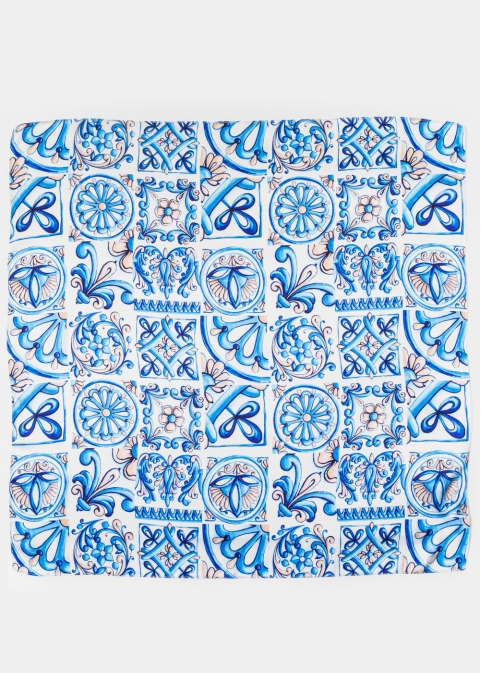 Blue Tiles Satin Scarf