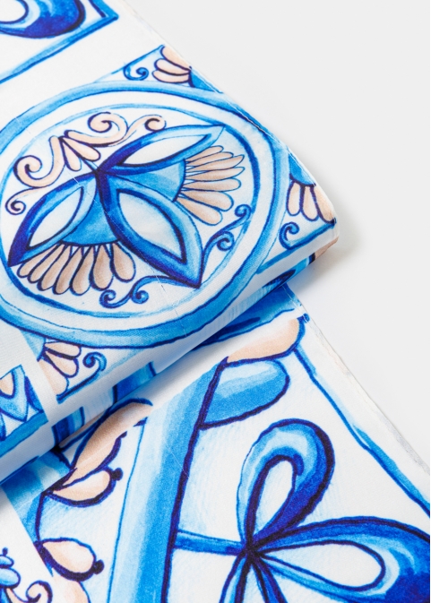 Blue Tiles Satin Scarf