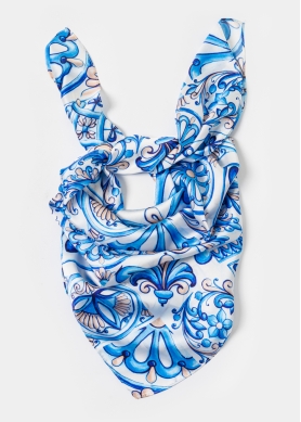 Blue Tiles Satin Scarf
