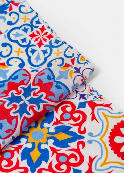 Colorful Majolica Satin Scarf