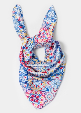 Colorful Majolica Satin Scarf