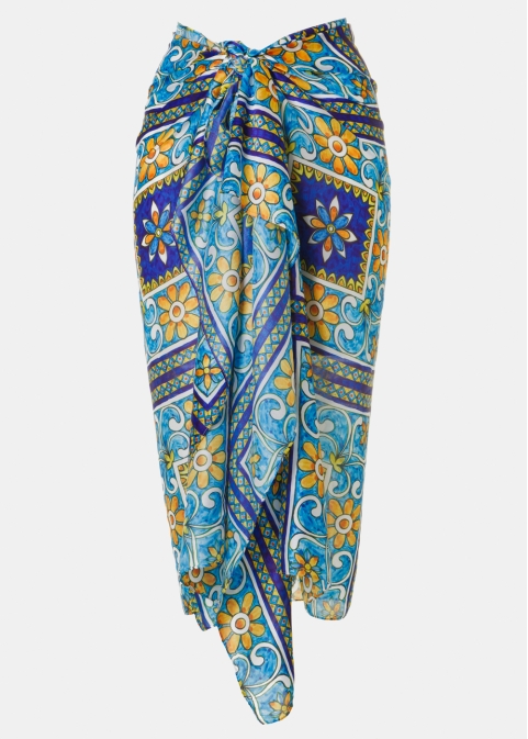 Blue Pareo w/ Big Tiles Pattern