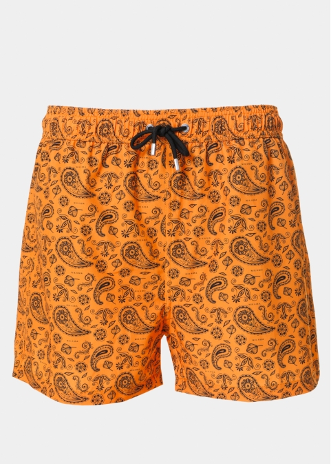 Orange Paisley Classic Men Swimwear