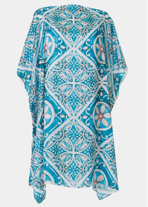 Butterfly Satin Dress w/ Tiles Pattern