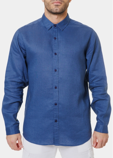 100% Linen Blue Shirt 