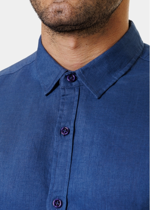 100% Linen Blue Shirt 