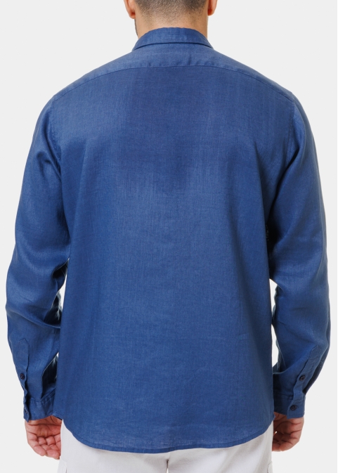 100% Linen Blue Shirt 