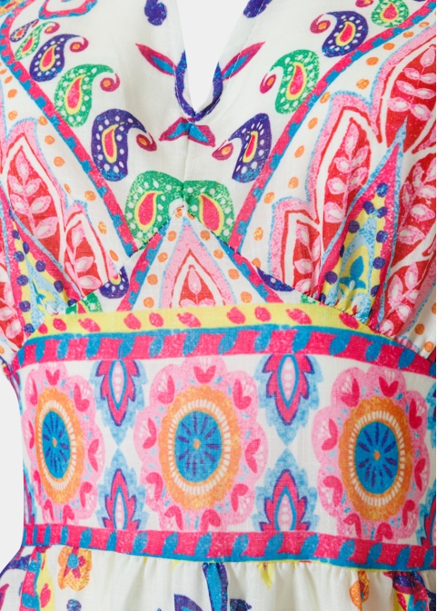 Colorful Maxi Dress w/ Paisley Pattern