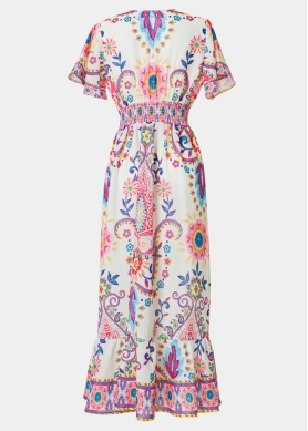 Colorful Maxi Dress w/ Paisley Pattern
