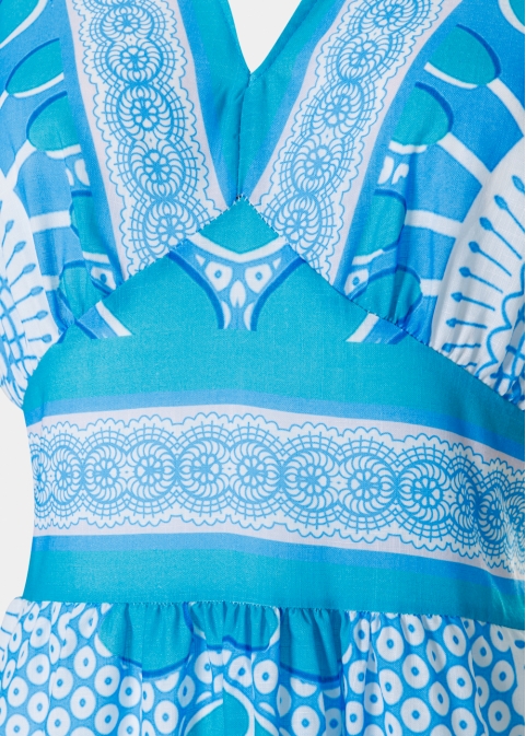 Light Blue Maxi Dress w/ Circles Pattern