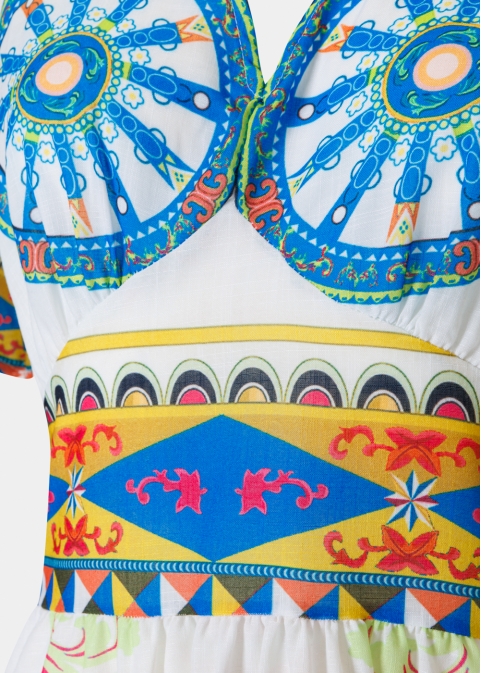 Colorful Maxi Dress w/ Blue Wheels Design
