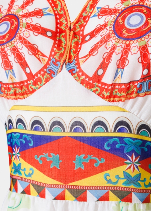 Colorful Maxi Dress w/ Red Wheels Design