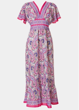 Pink Maxi Dress w/ Paisley Pattern
