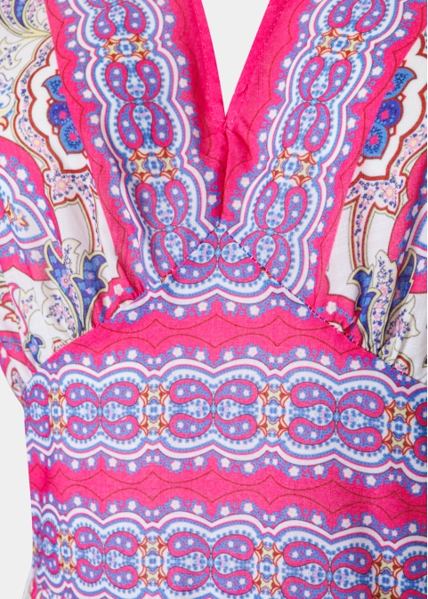 Pink Maxi Dress w/ Paisley Pattern