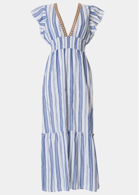Striped V-Neck Maxi Dress