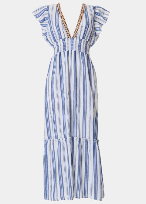 Striped V-Neck Maxi Dress