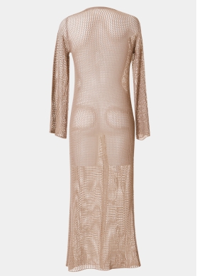Brown Long Sleeved Knitted Beachwear 