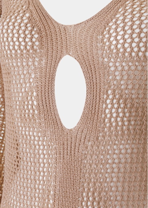 Brown Long Sleeved Knitted Beachwear 