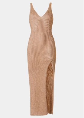 Brown Shimmery Knitted Beachwear 