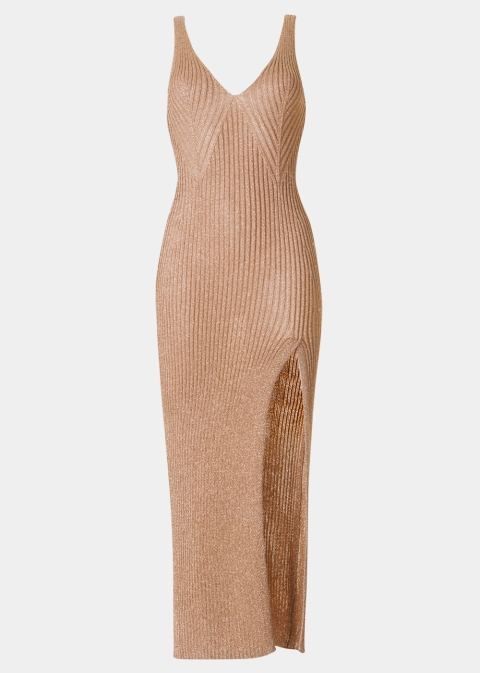 Brown Shimmery Knitted Beachwear 