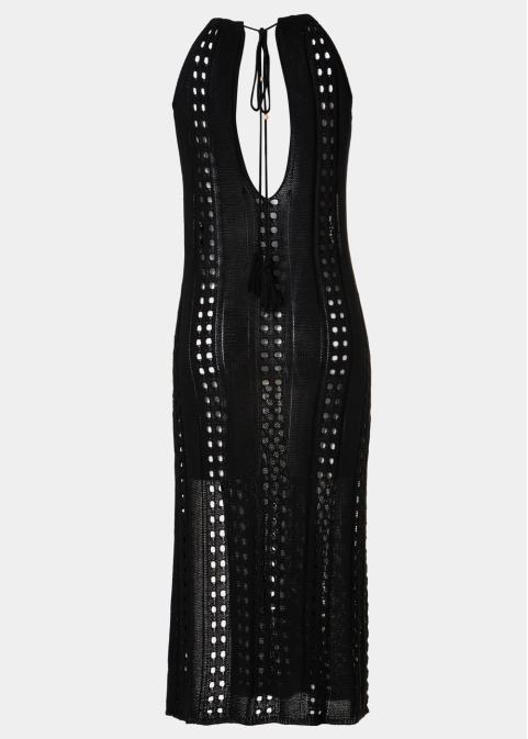 Black Knitted Beachwear w/ Halter Neck