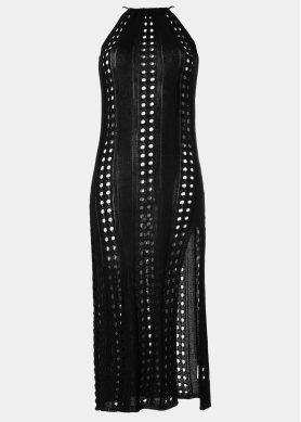 Black Knitted Beachwear w/ Halter Neck
