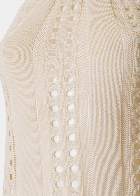 Beige Knitted Beachwear w/ Halter Neck 