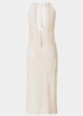Beige Knitted Beachwear w/ Halter Neck 