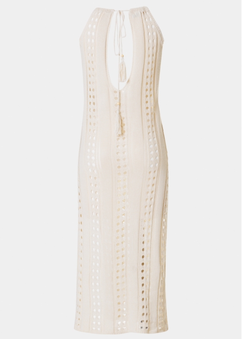 Beige Knitted Beachwear w/ Halter Neck 