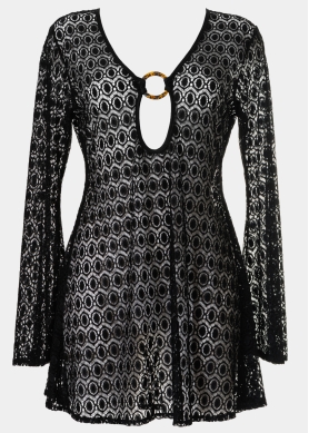 Mini Black Knitted Beachwear w/ Ring Detail