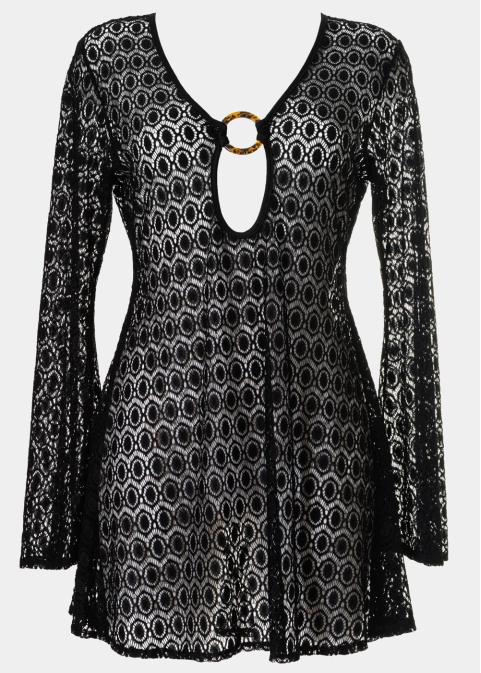 Mini Black Knitted Beachwear w/ Ring Detail