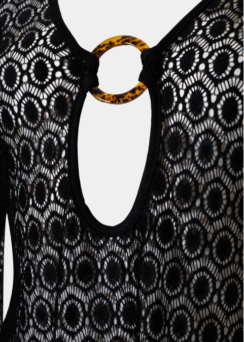 Mini Black Knitted Beachwear w/ Ring Detail